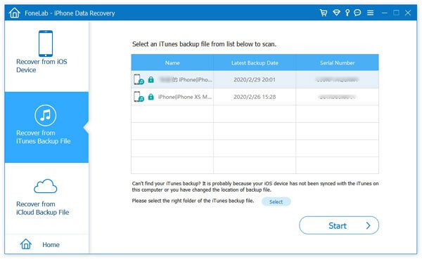 Сканирование резервной копии на iCloud