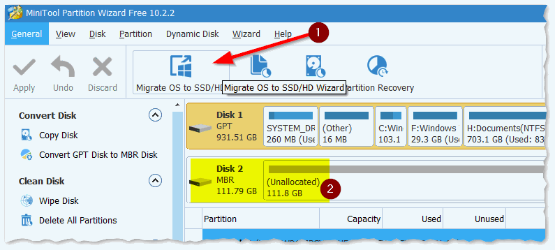 Программа увидела SSD - начинаем миграцию