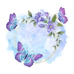 Butterfly Frame, Purple Butterfly, Butterfly Flowers, Beautiful Butterflies, Logo Floral, Design Floral, Floral Card