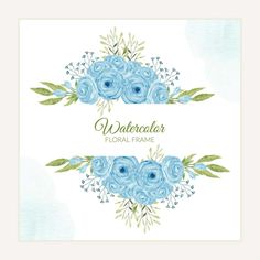 Hand painted blue rose flower frame in watercolor style Vector Flowers, Vector Photo, Paper Design, Vector Art, Topper