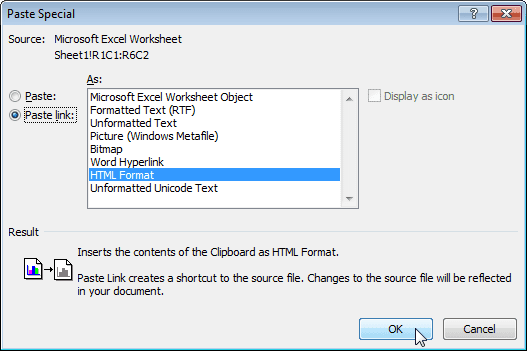 Перемещаем данные из Excel в Word