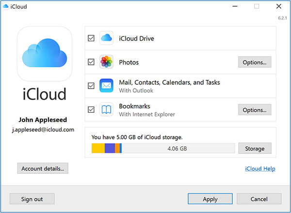 Настройки Windows iCloud