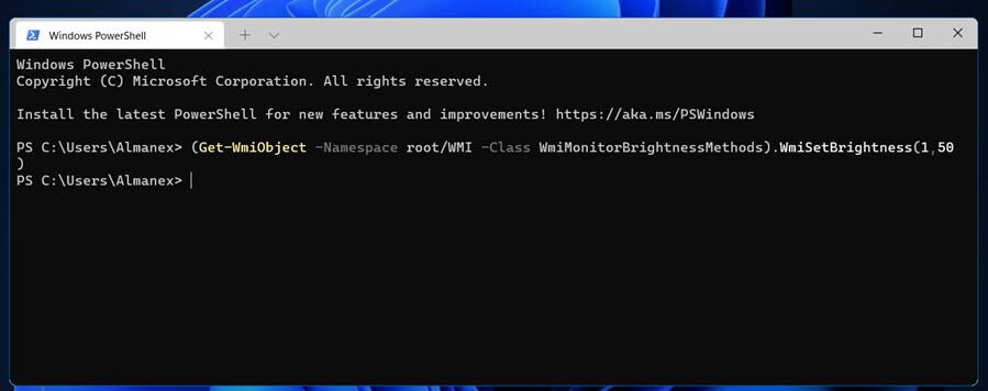 Управление яркостью в Windows 11 с помощью PowerShell
